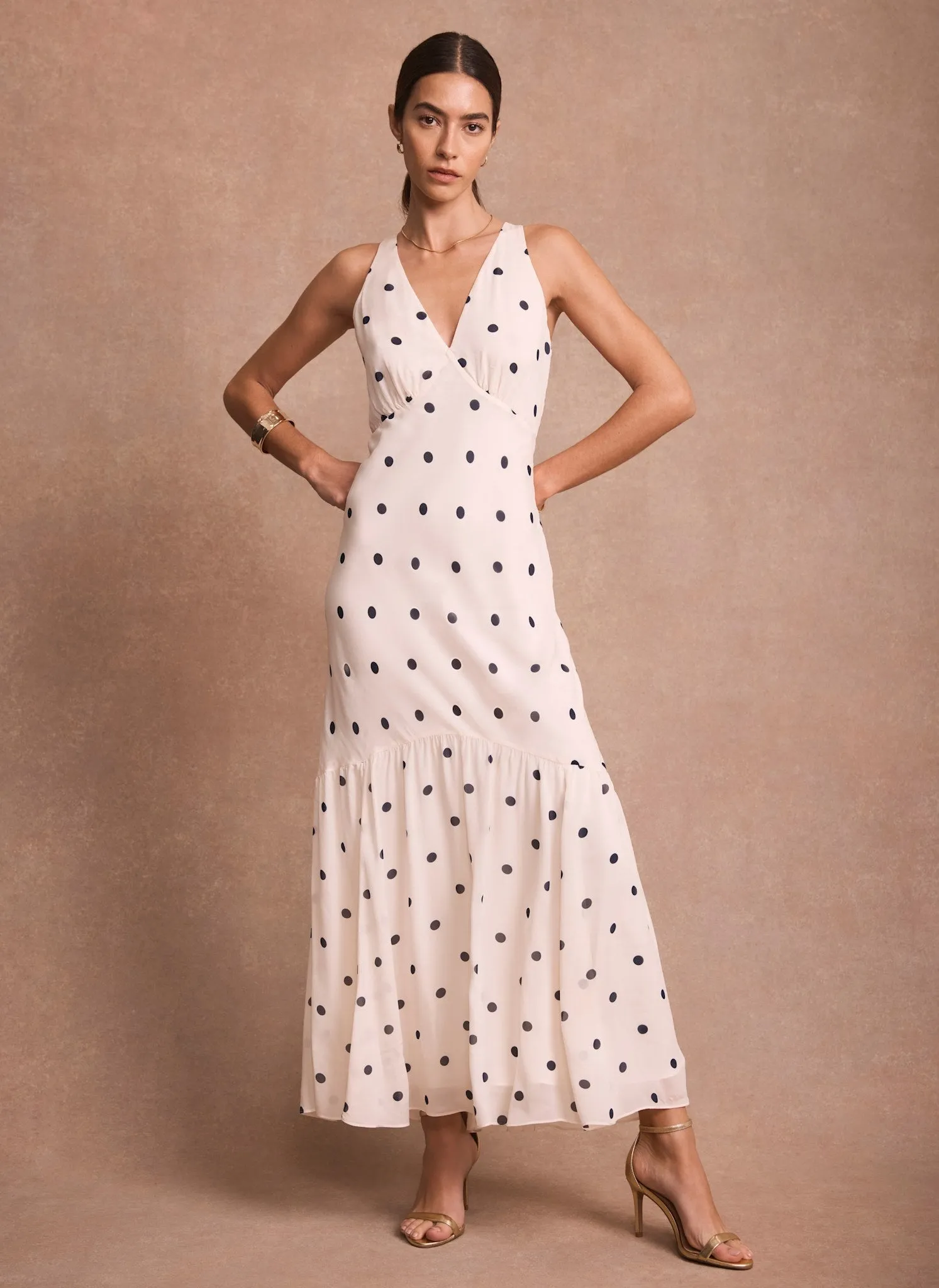 Cream Polka Dot Print Cape Maxi Dress sold by Mint Velvet product image thumbnail 5