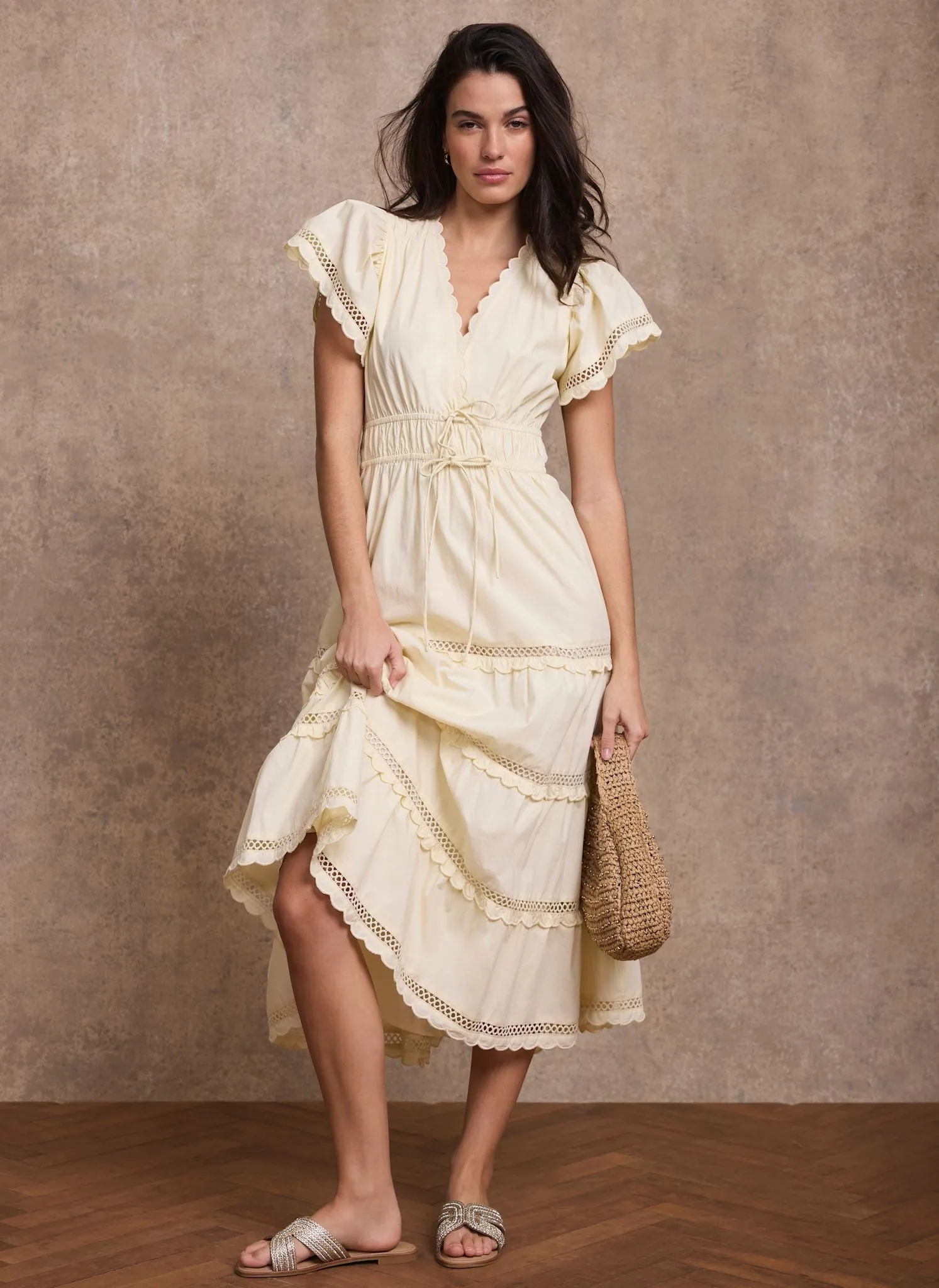 Yellow Cotton Ruffle Maxi Dress sold by Mint Velvet product image thumbnail 2