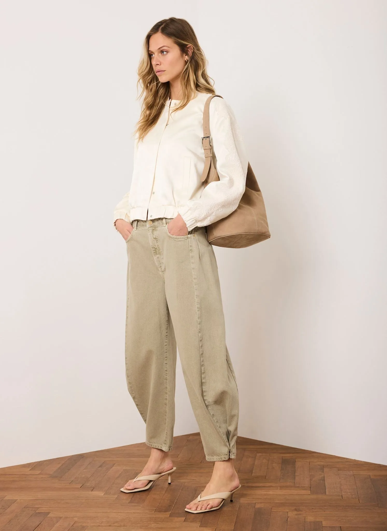 Cream Satin Lace Sleeve Bomber Jacket sold by Mint Velvet product image thumbnail 5