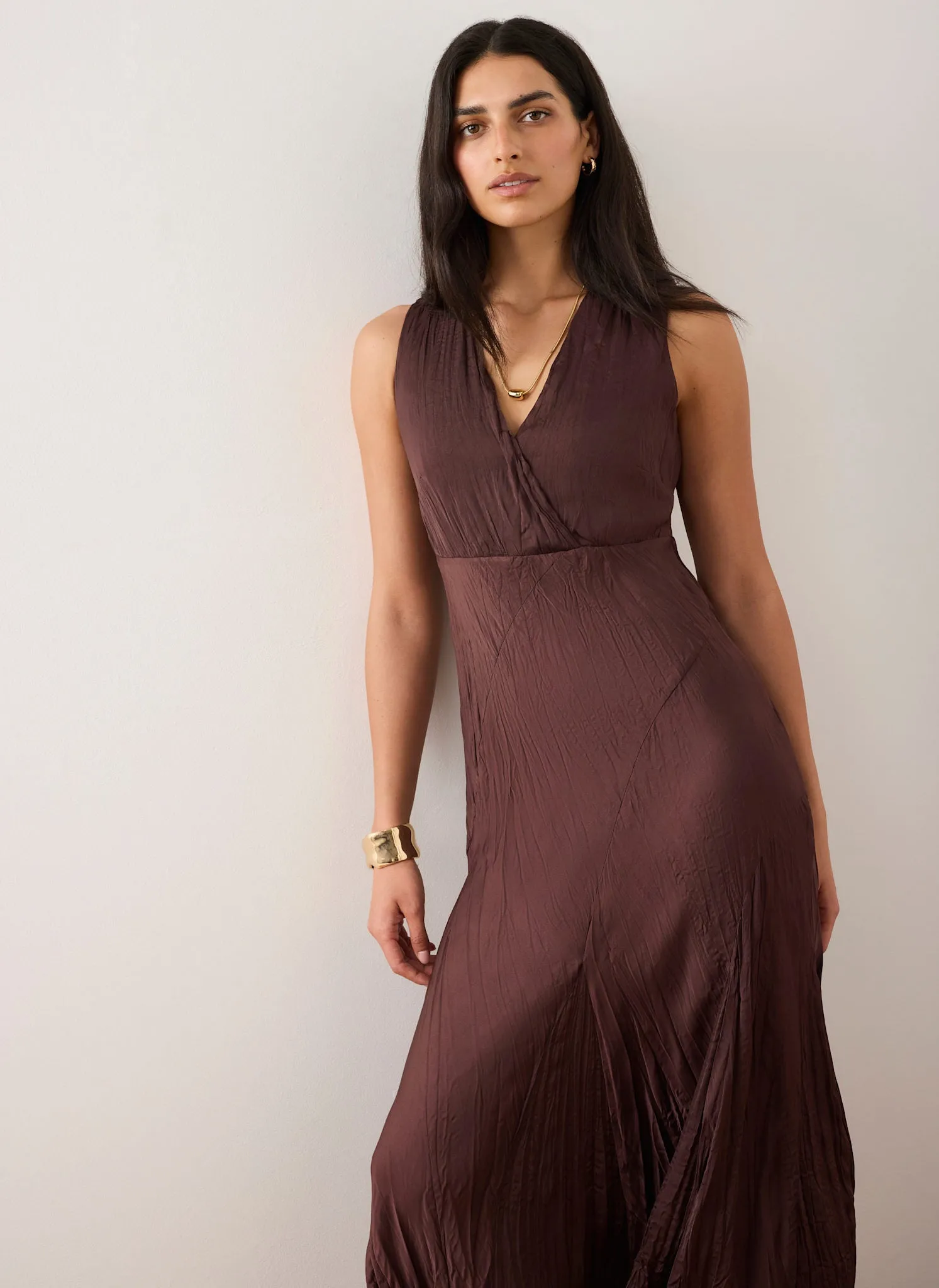 Burgundy Crinkle Maxi Dress sold by Mint Velvet product image thumbnail 3