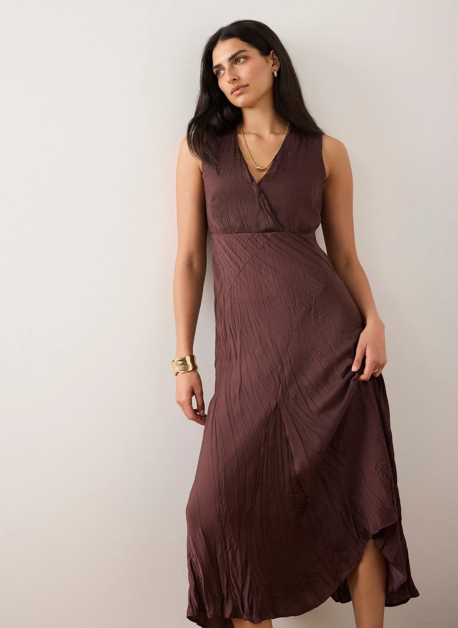 Burgundy Crinkle Maxi Dress sold by Mint Velvet product image thumbnail 2