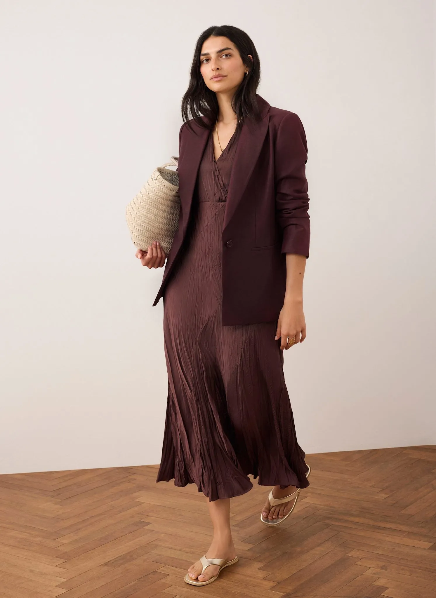 Burgundy Crinkle Maxi Dress sold by Mint Velvet product image thumbnail 4