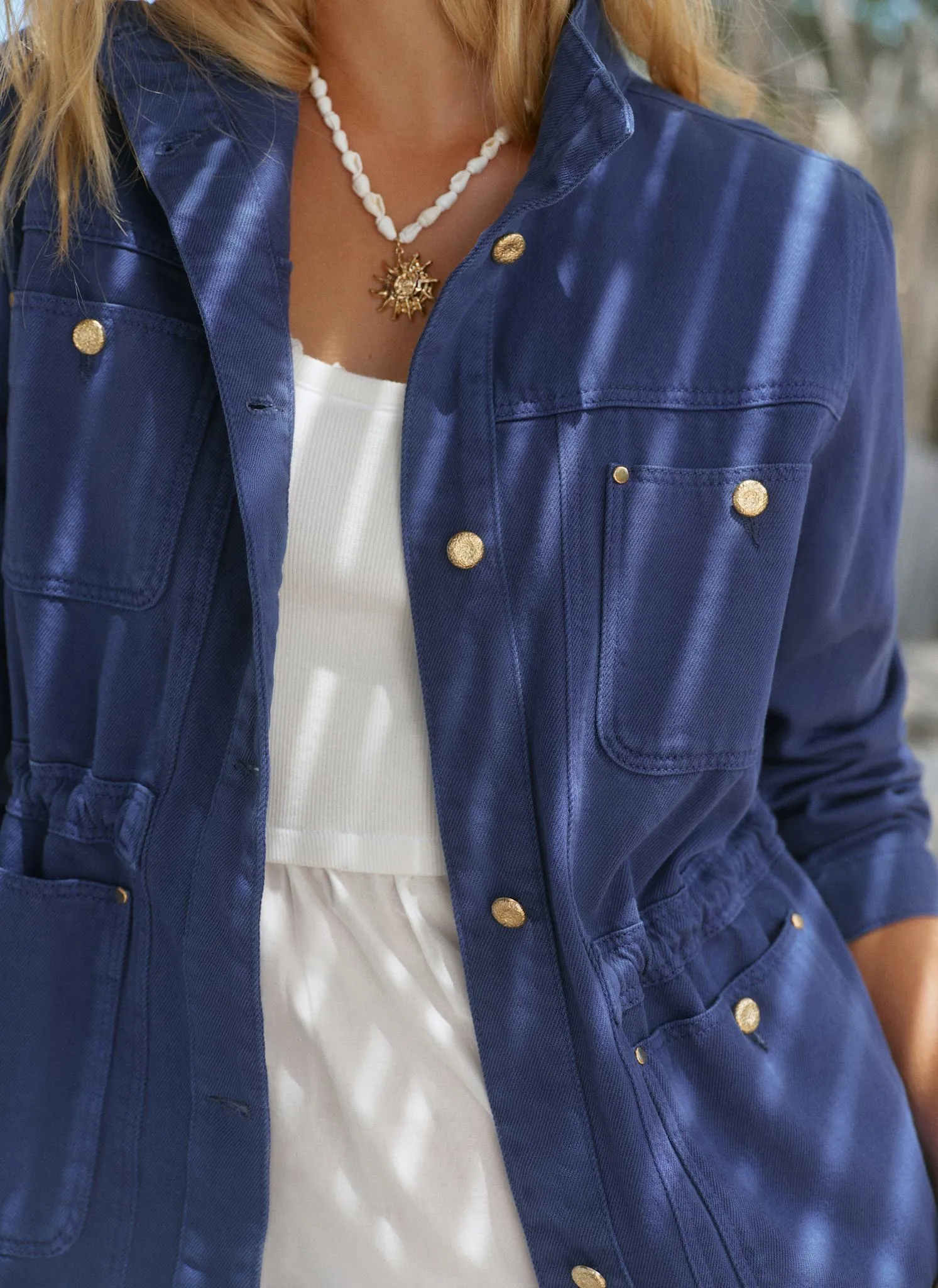 Blue Washed Cotton Utility Shacket sold by Mint Velvet product image thumbnail 5