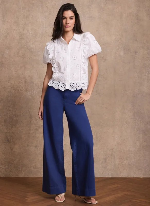 Blue Washed Refined Wide Jeans made by Mint Velvet