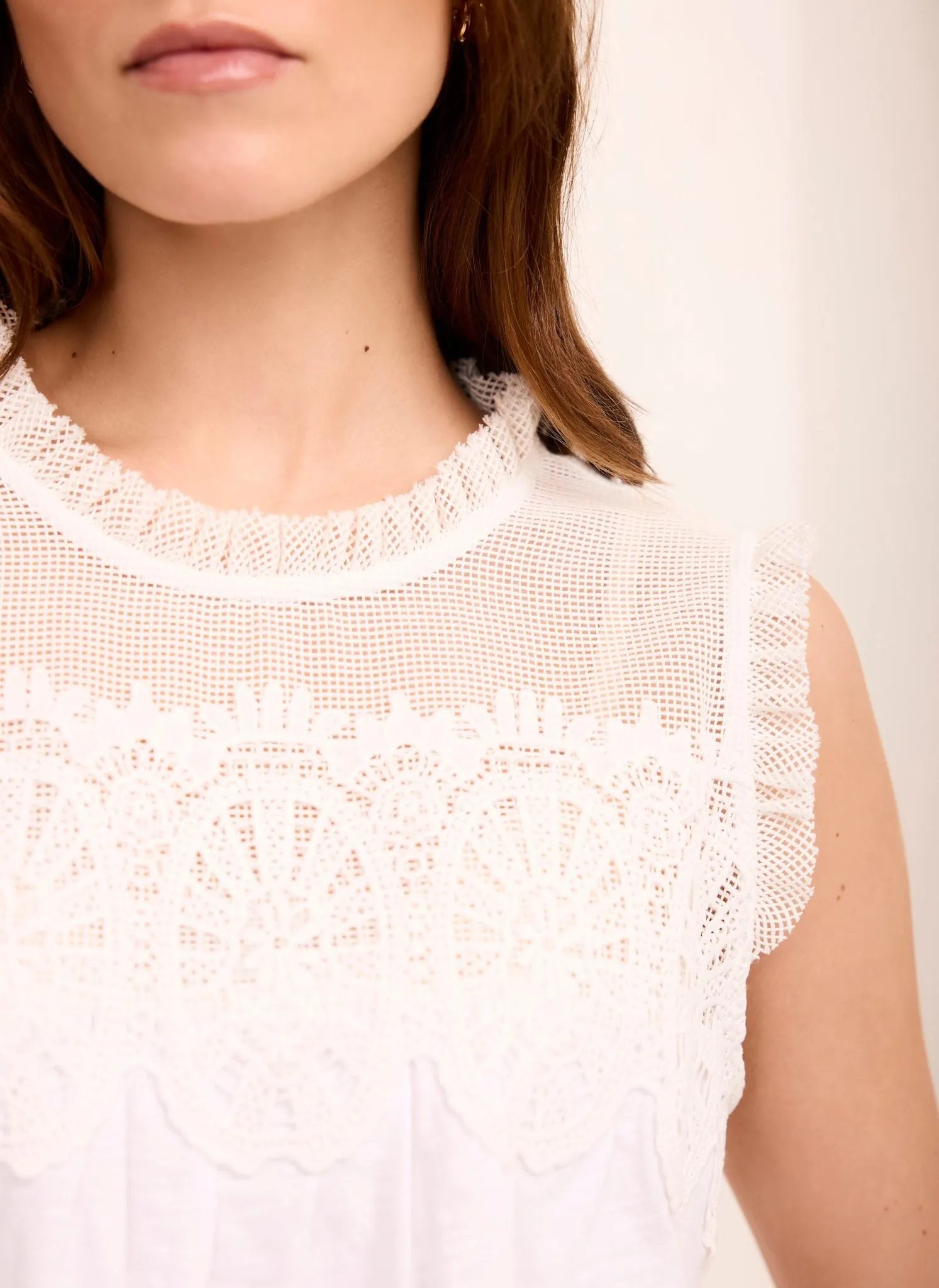 White Cotton Blend Lace Applique Top sold by Mint Velvet product image thumbnail 4