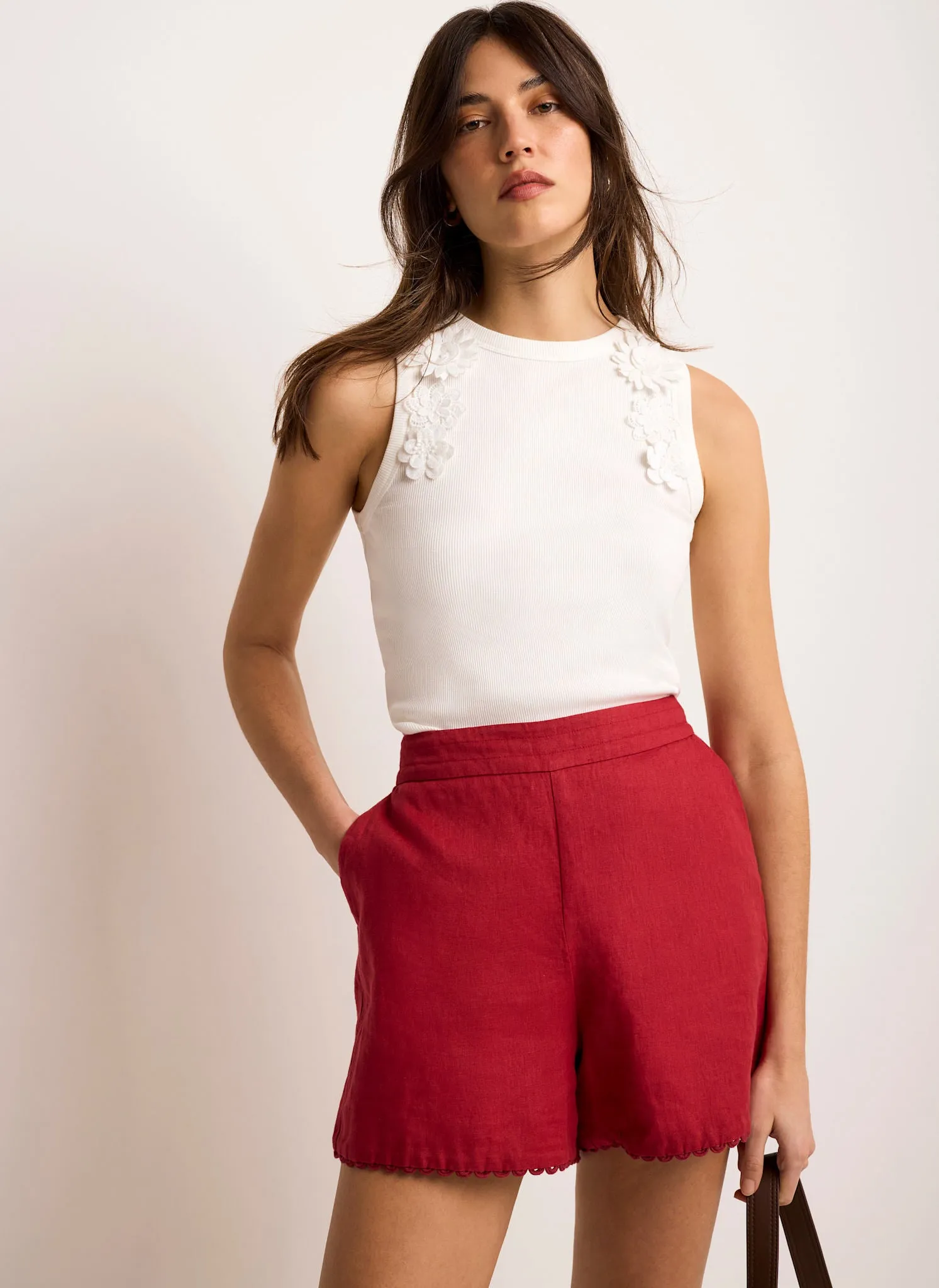 Cream Floral Applique Vest Top sold by Mint Velvet