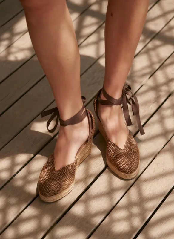 Amelia Brown Woven Espadrille Wedges sold by Mint Velvet