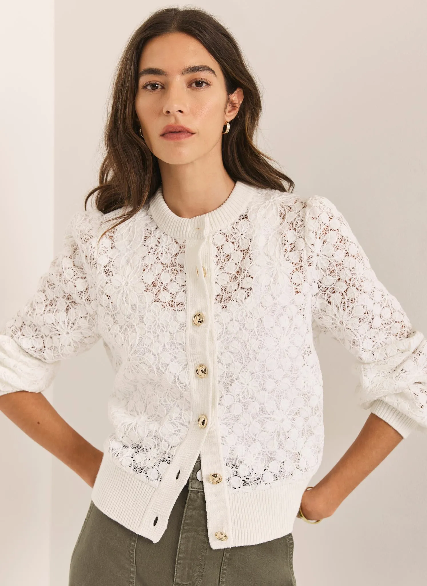 Cream Lace Cotton Blend Jacket sold by Mint Velvet product image thumbnail 2