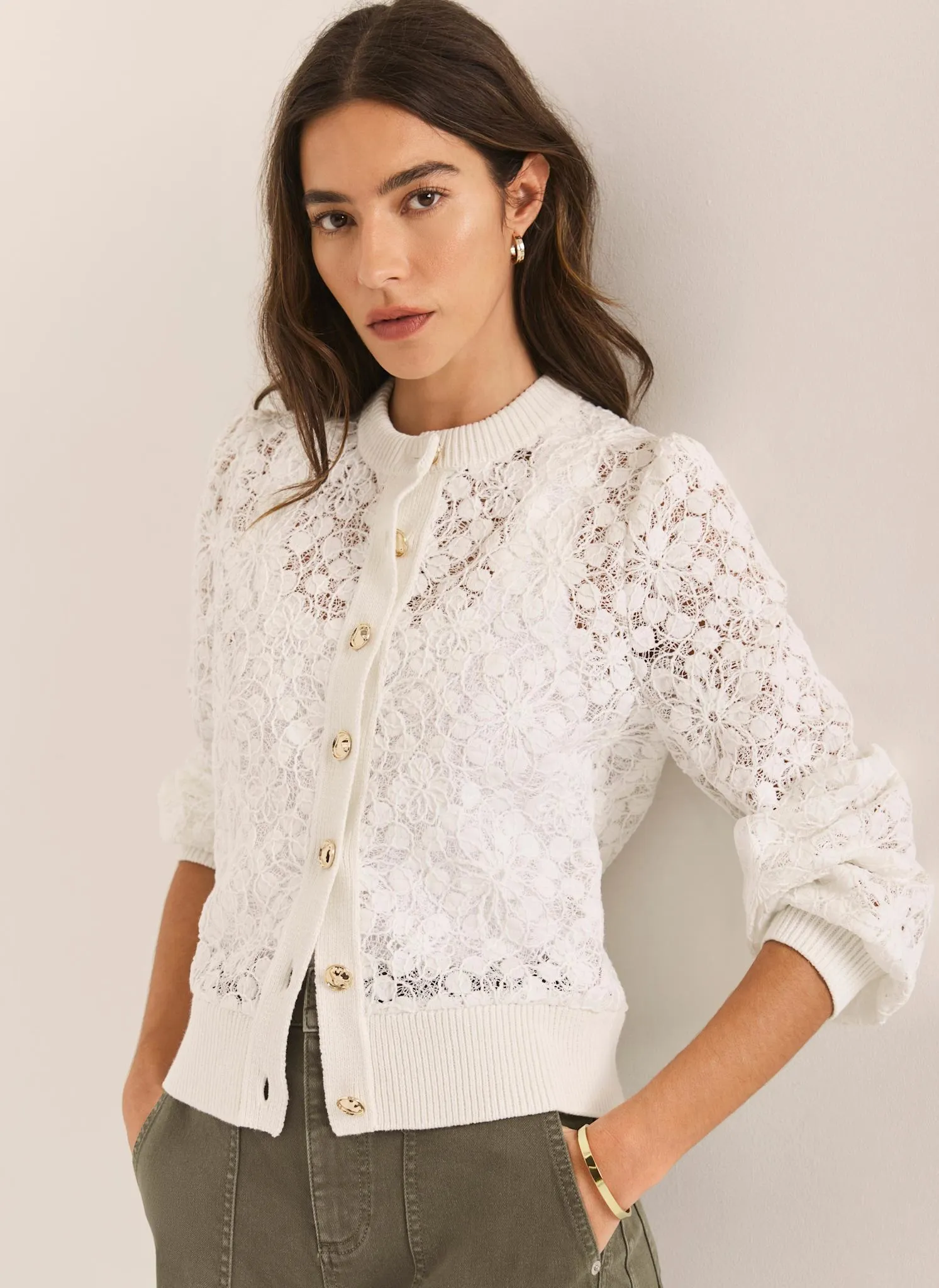 Cream Lace Cotton Blend Jacket sold by Mint Velvet product image thumbnail 3
