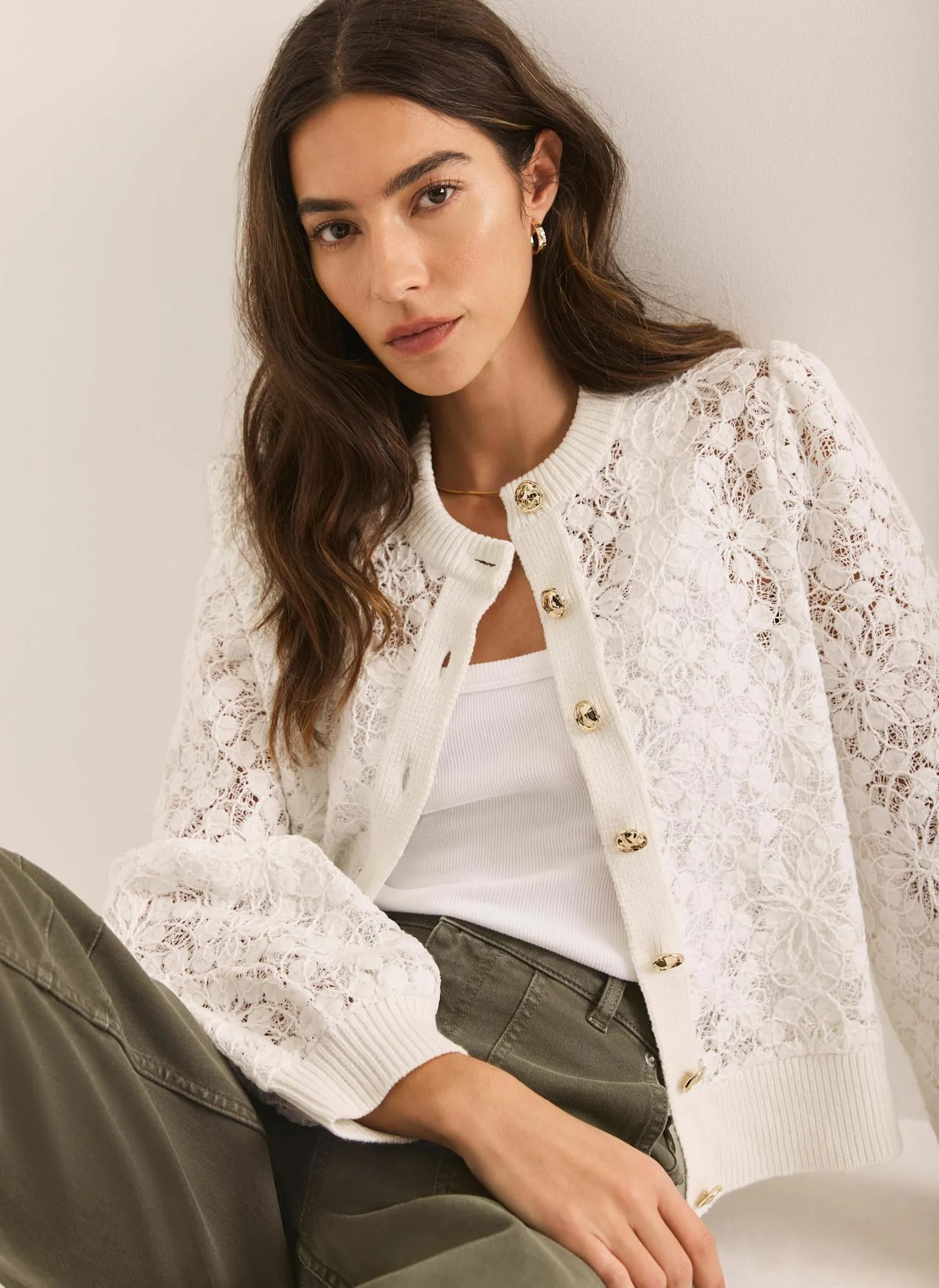Cream Lace Cotton Blend Jacket sold by Mint Velvet product image thumbnail 4