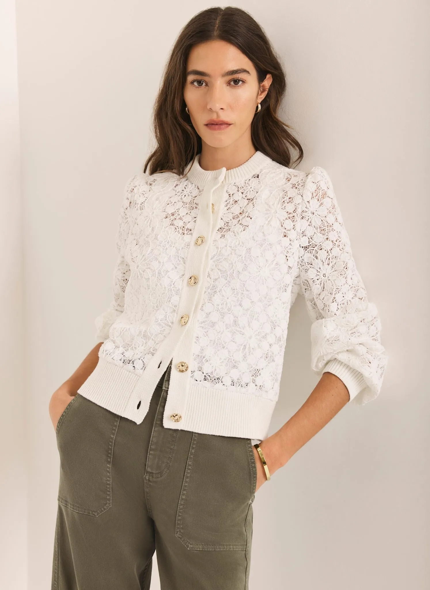 Cream Lace Cotton Blend Jacket sold by Mint Velvet product image thumbnail 5
