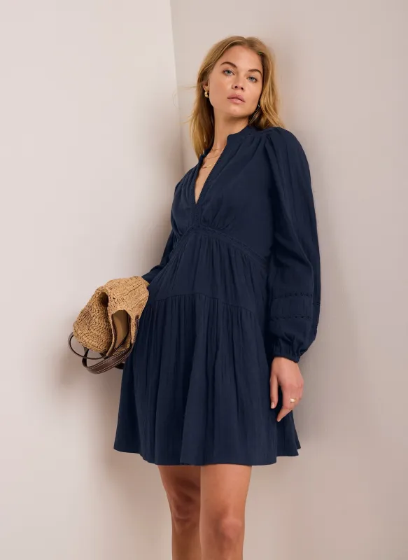 Navy Cotton Mini Dress sold by Mint Velvet
