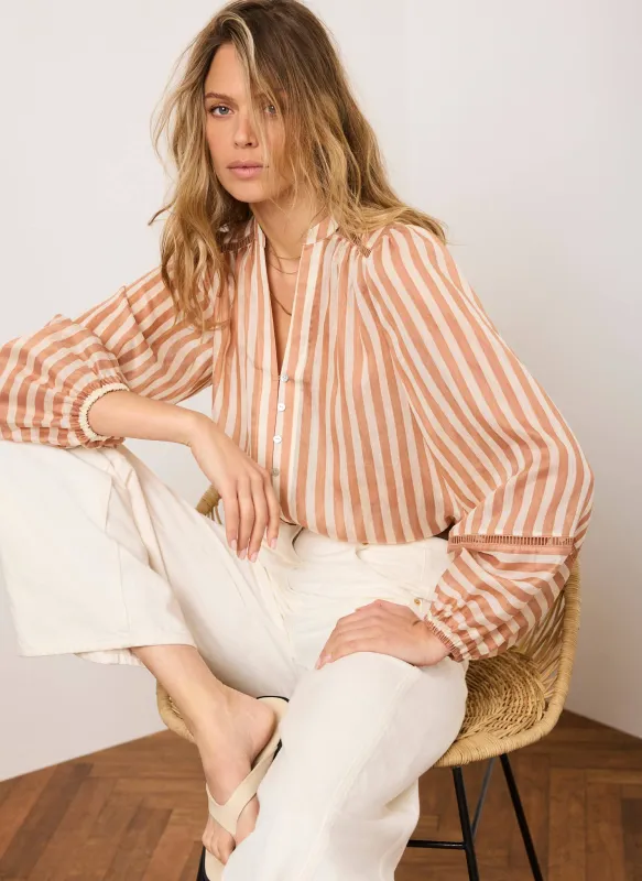 Orange Striped Sheer Blouse sold by Mint Velvet