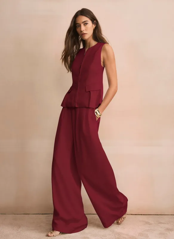 Burgundy Darted Wide Leg Trousers sold by Mint Velvet