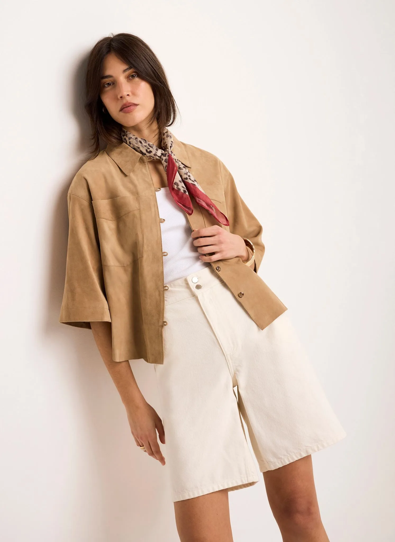 Cream Denim Mid Length Shorts sold by Mint Velvet product image thumbnail 5