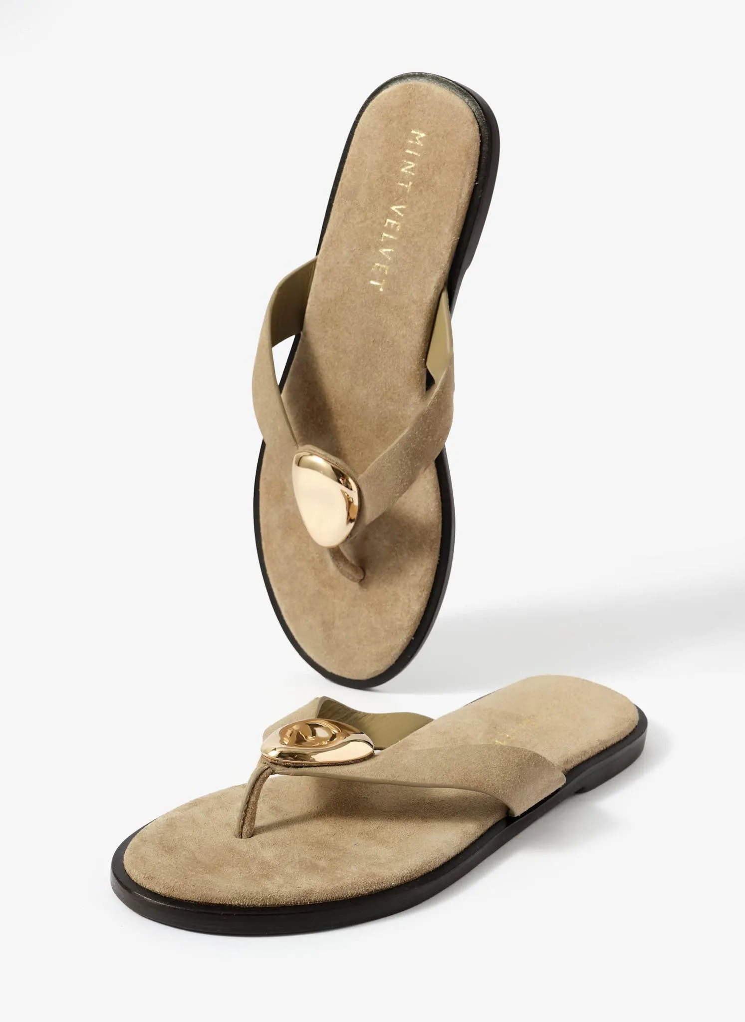 Nova Khaki Suede Flip Flop Sandals sold by Mint Velvet product image thumbnail 5