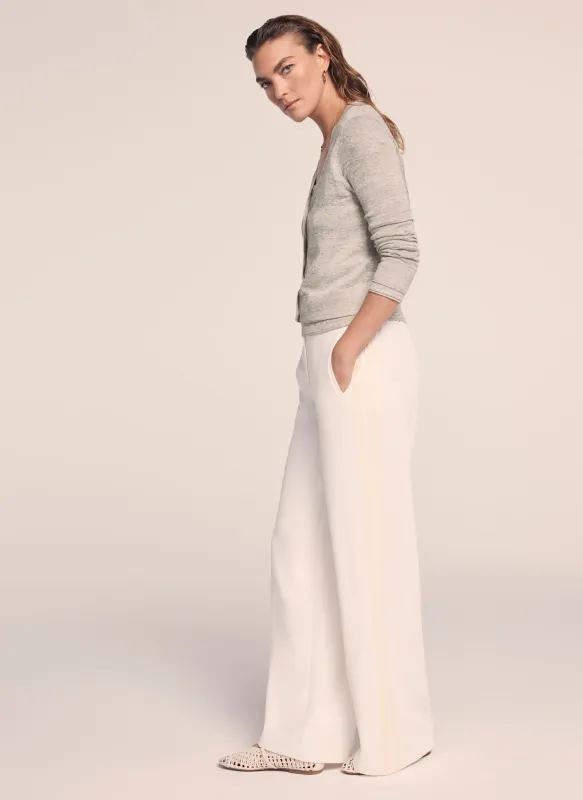 Cream Crochet Side Stripe Trousers made by Mint Velvet