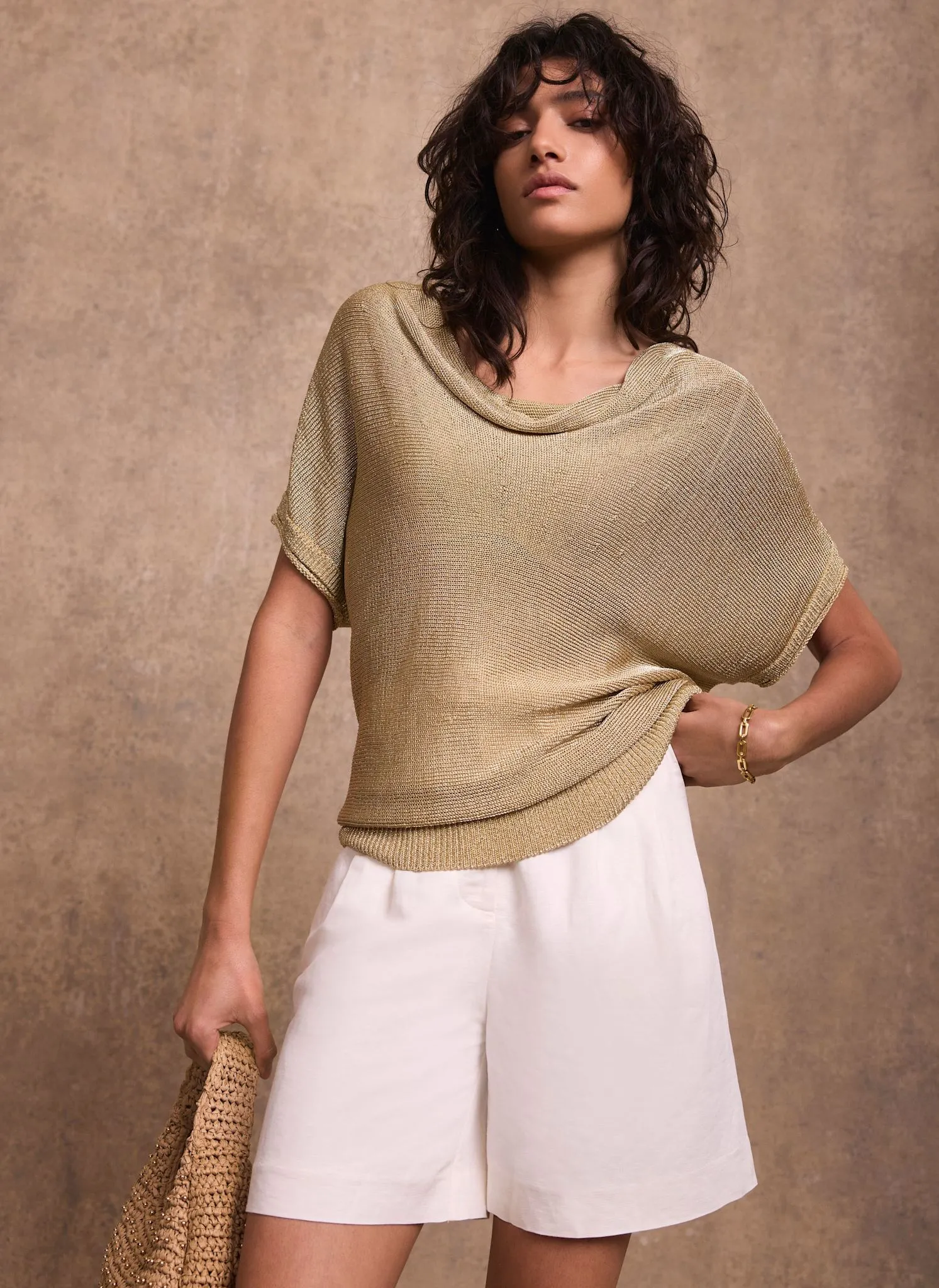 Gold Metallic Knit Top sold by Mint Velvet product image thumbnail 2