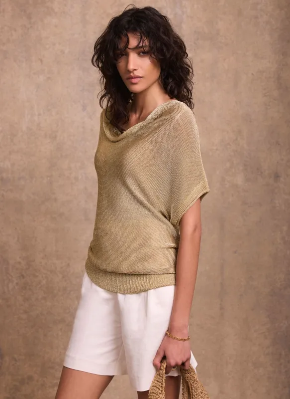 Gold Metallic Knit Top sold by Mint Velvet