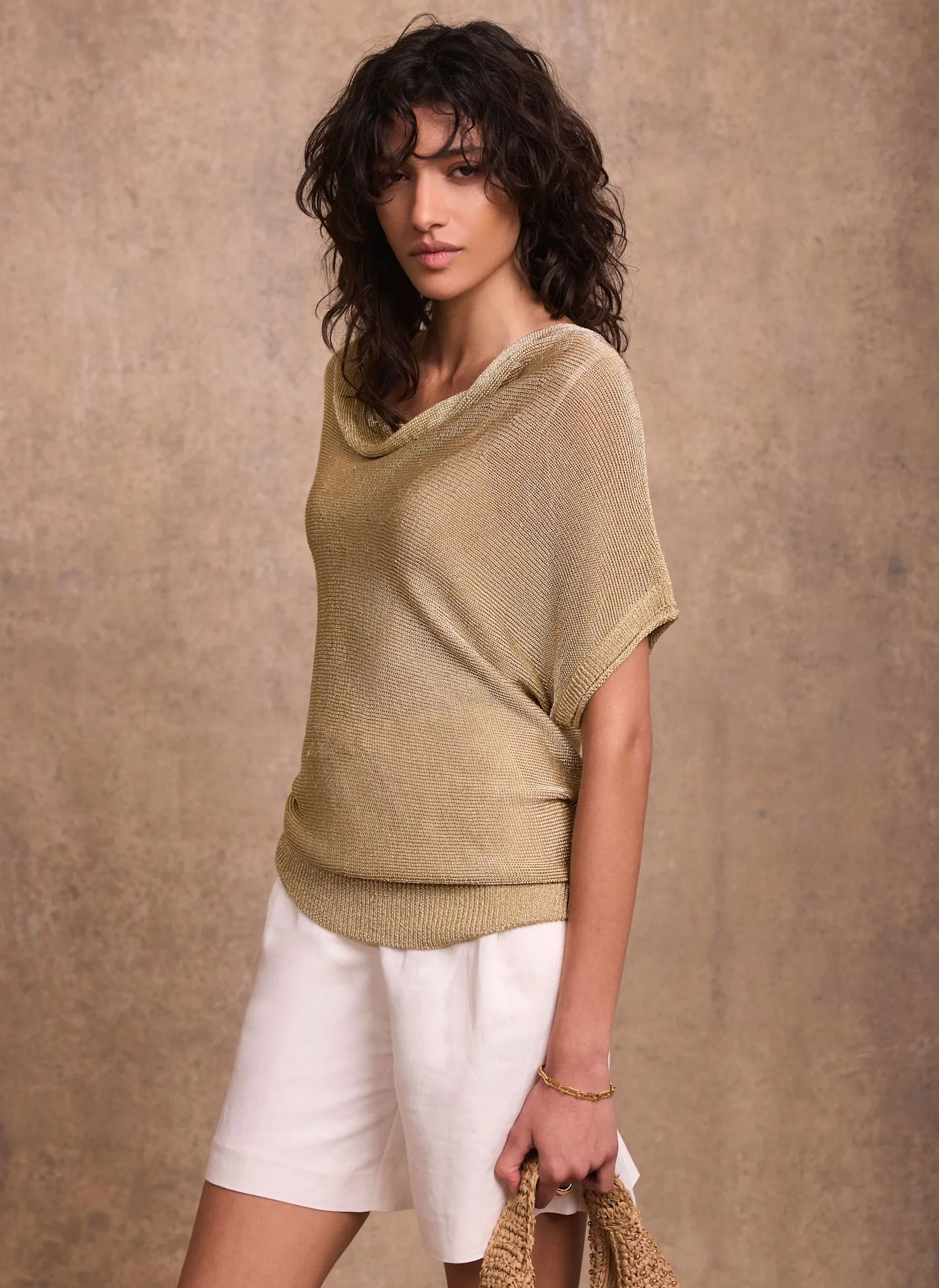 Gold Metallic Knit Top sold by Mint Velvet
