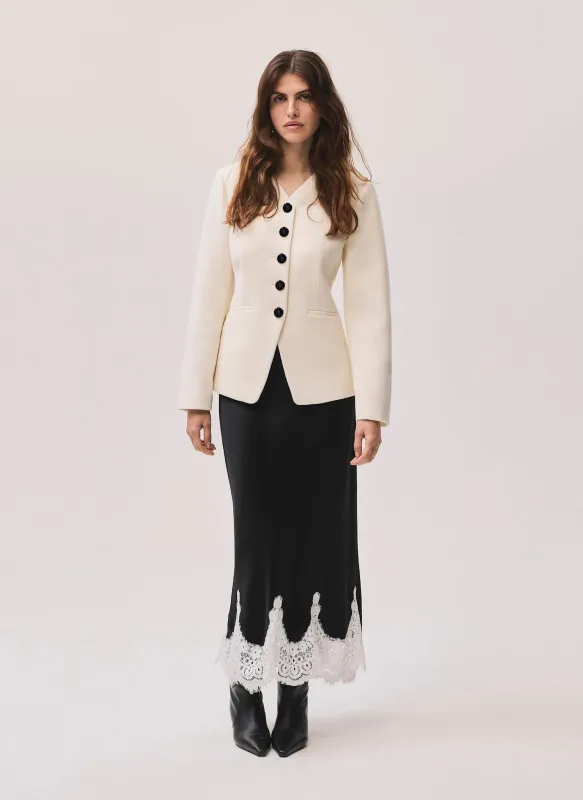 Cream Wool Blend Sculpted Jacket made by Mint Velvet