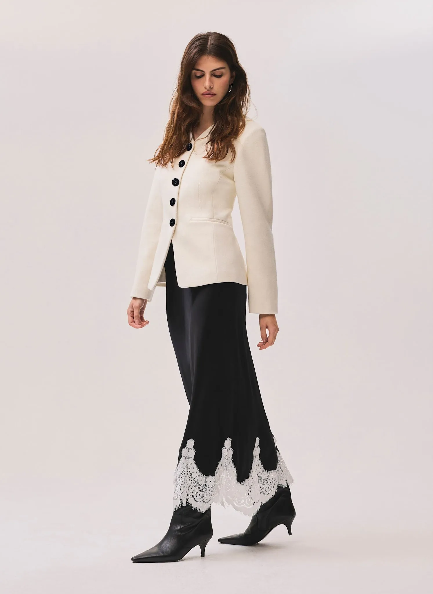 Cream Wool Blend Sculpted Jacket sold by Mint Velvet product image thumbnail 5