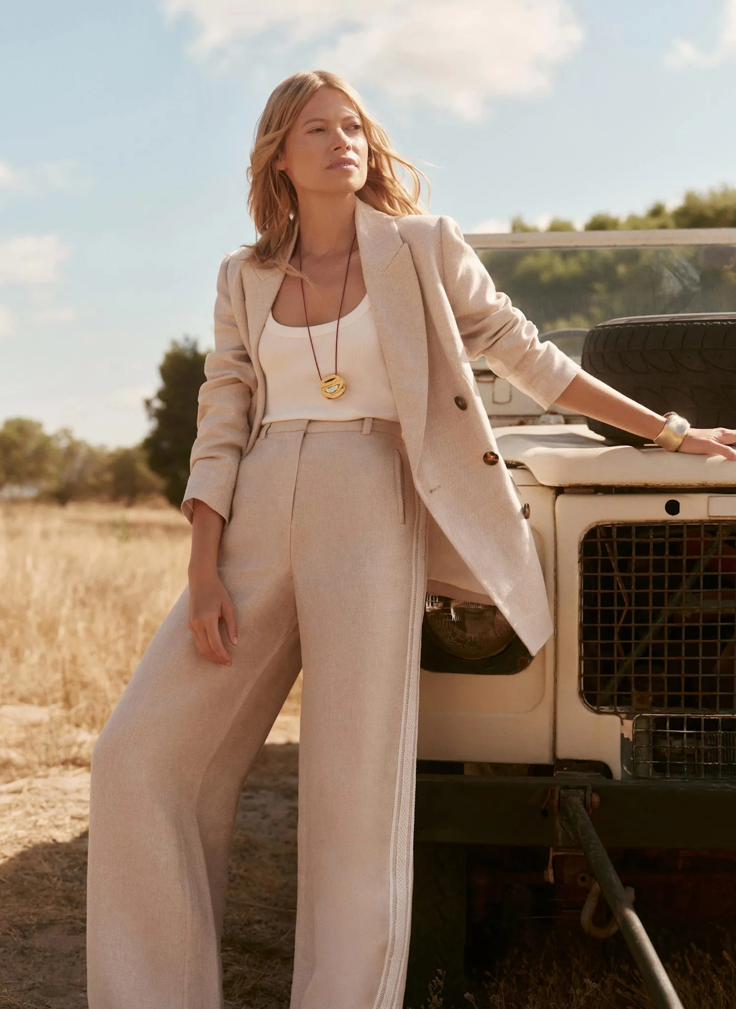 Neutral Linen Side Stripe Trousers sold by Mint Velvet product image thumbnail 4