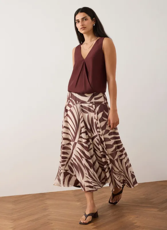 Burgundy Palm Print Maxi Skirt made by Mint Velvet