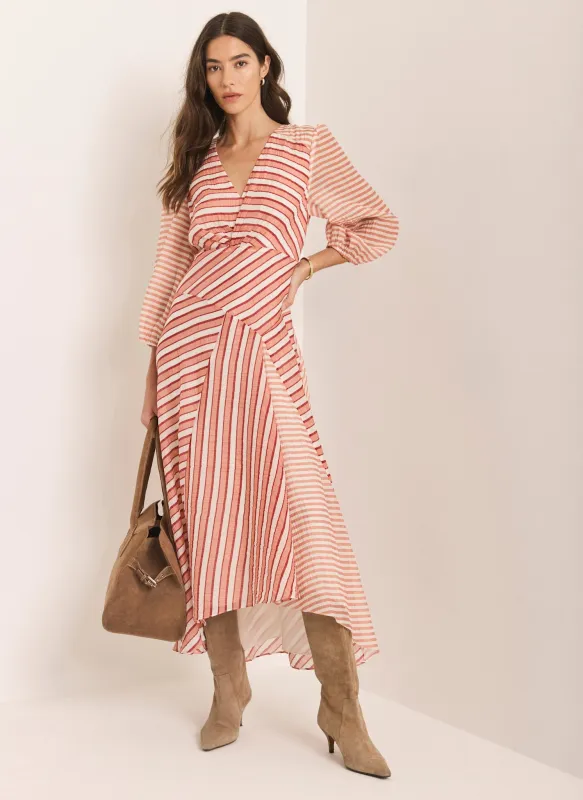 Orange Striped Panelled Midi Dress sold by Mint Velvet