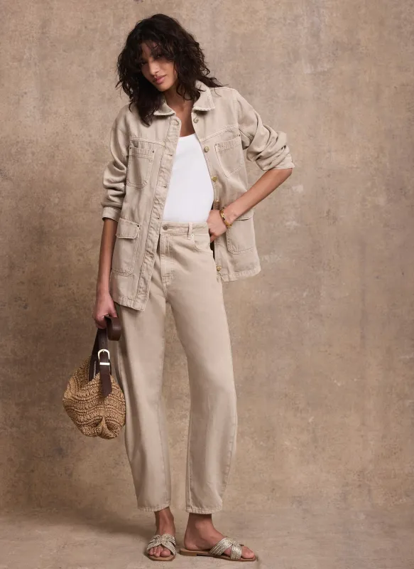 Neutral Balloon Popper Jeans made by Mint Velvet