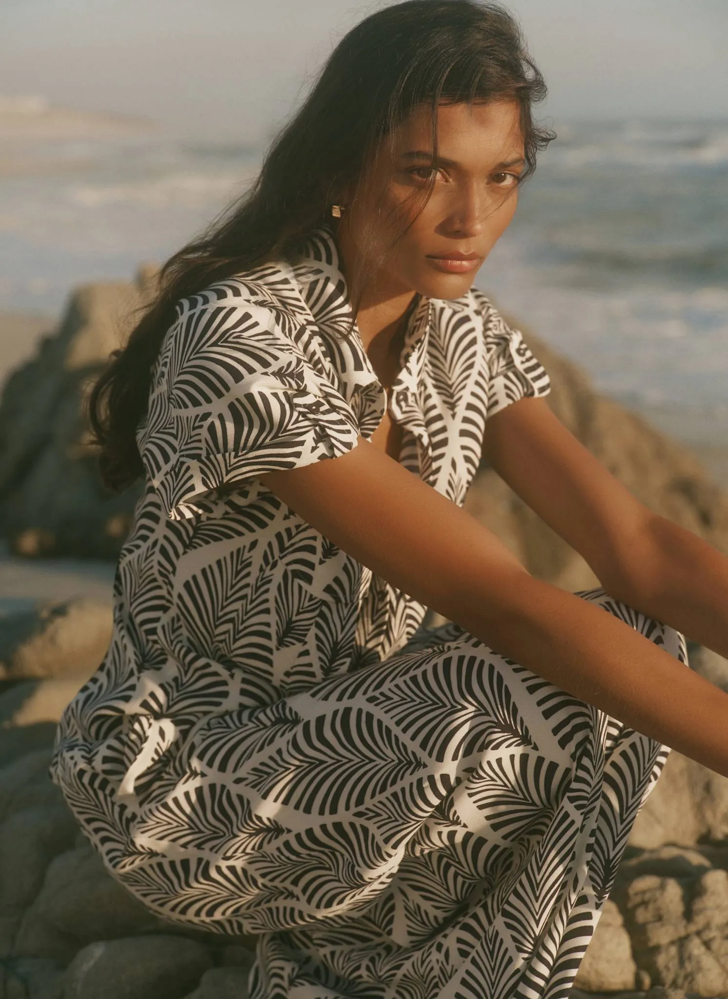 Navy Leaf Print Wide Leg Trousers sold by Mint Velvet product image thumbnail 4