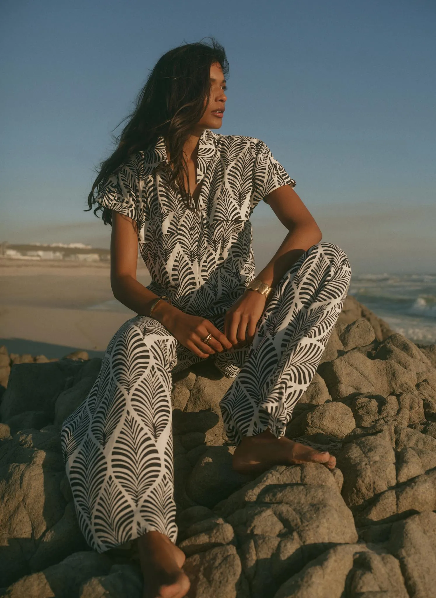 Navy Leaf Print Wide Leg Trousers sold by Mint Velvet product image thumbnail 2