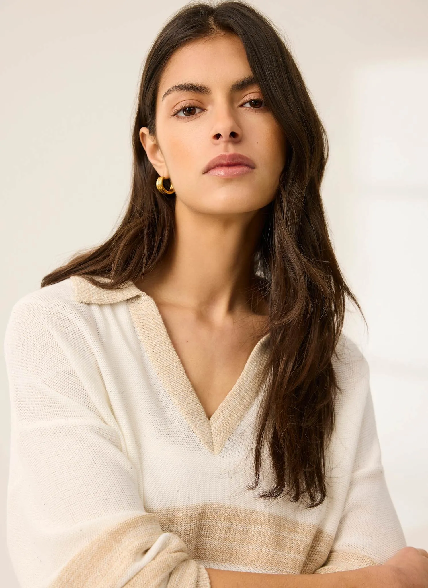 Neutral Sequin Striped Knit Jumper sold by Mint Velvet product image thumbnail 5