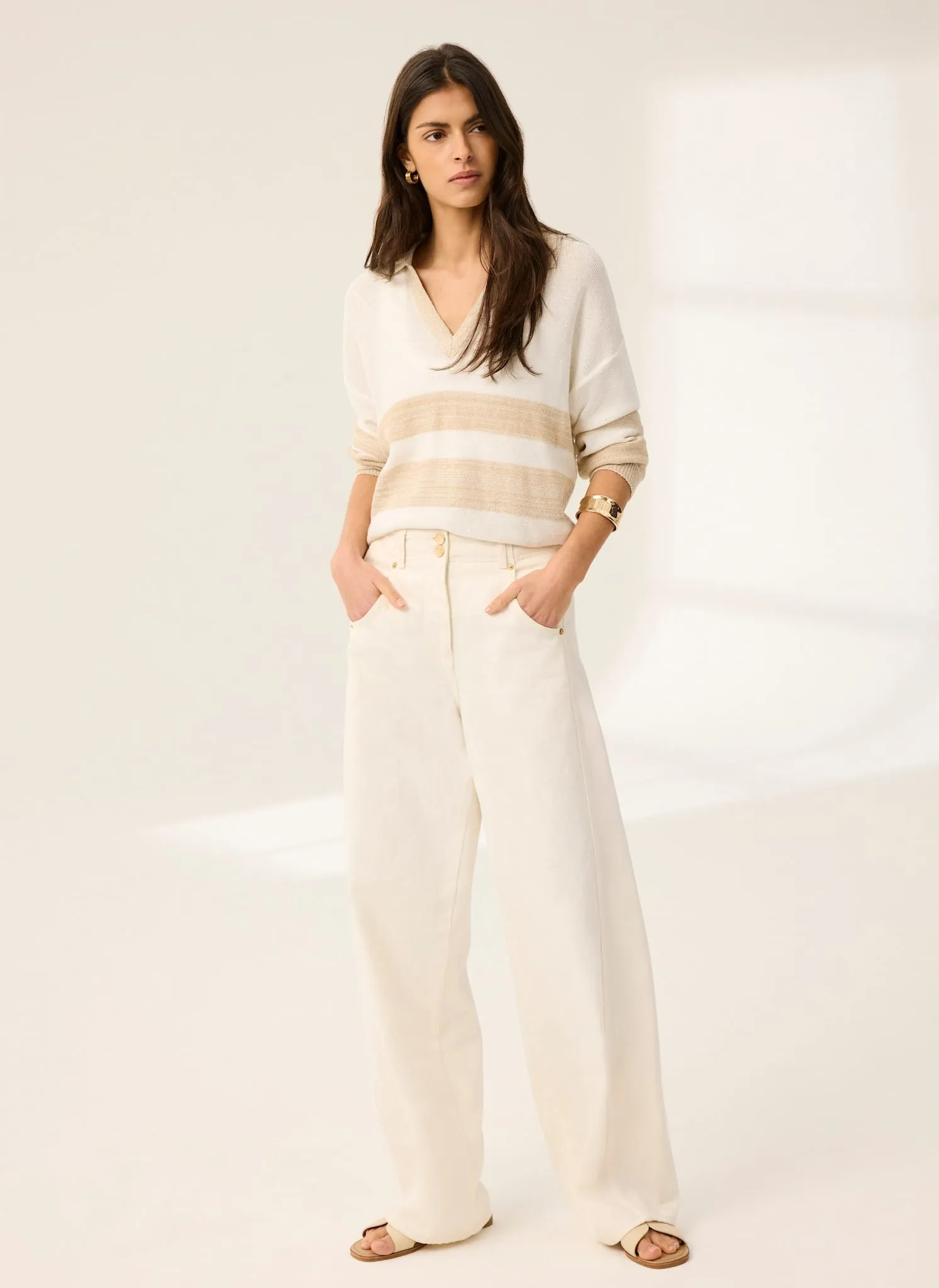 Neutral Sequin Striped Knit Jumper sold by Mint Velvet product image thumbnail 3