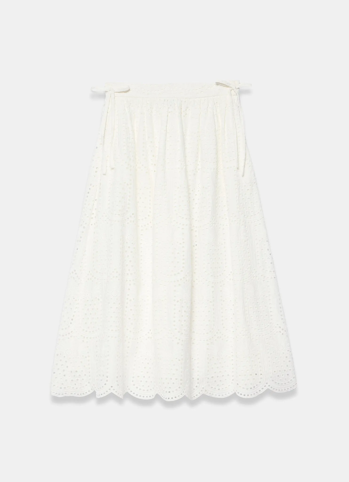 White Cotton Broderie Midi Skirt sold by Mint Velvet product image thumbnail 5