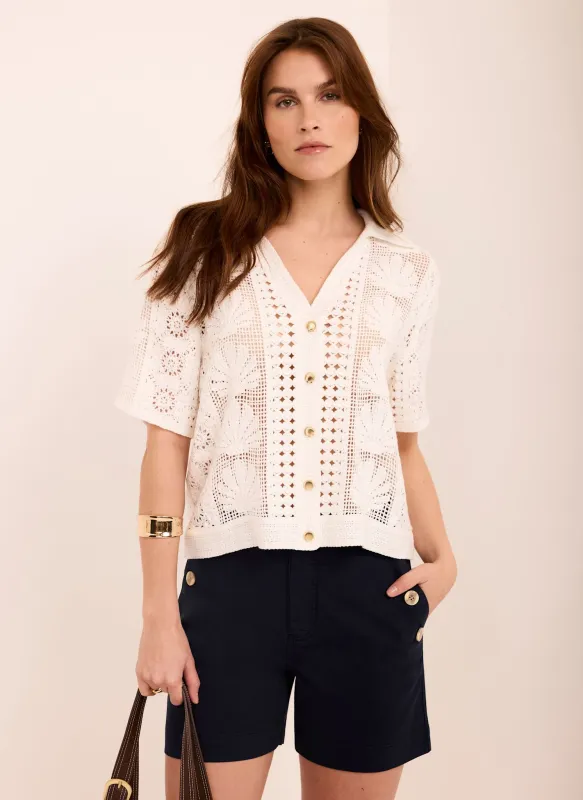 Black Button Front Chino Shorts made by Mint Velvet