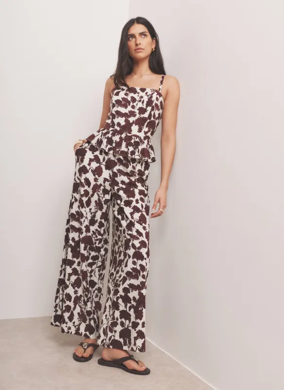 Brown Floral Print Wide Leg Trousers made by Mint Velvet