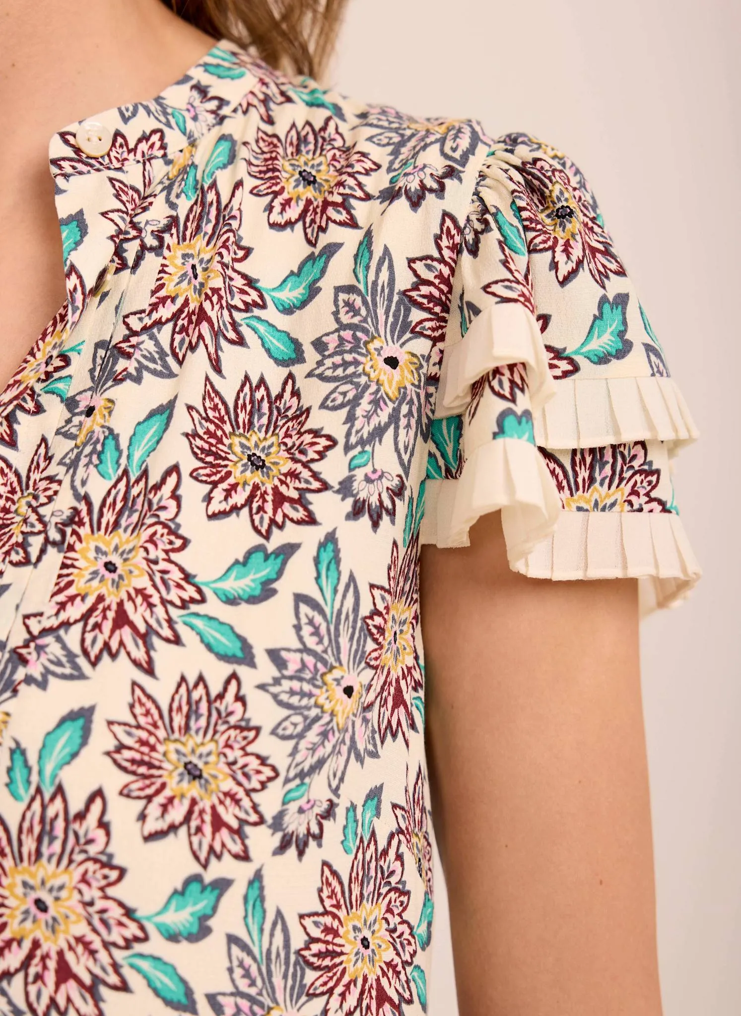 Cream Floral Print Mini Dress sold by Mint Velvet product image thumbnail 3