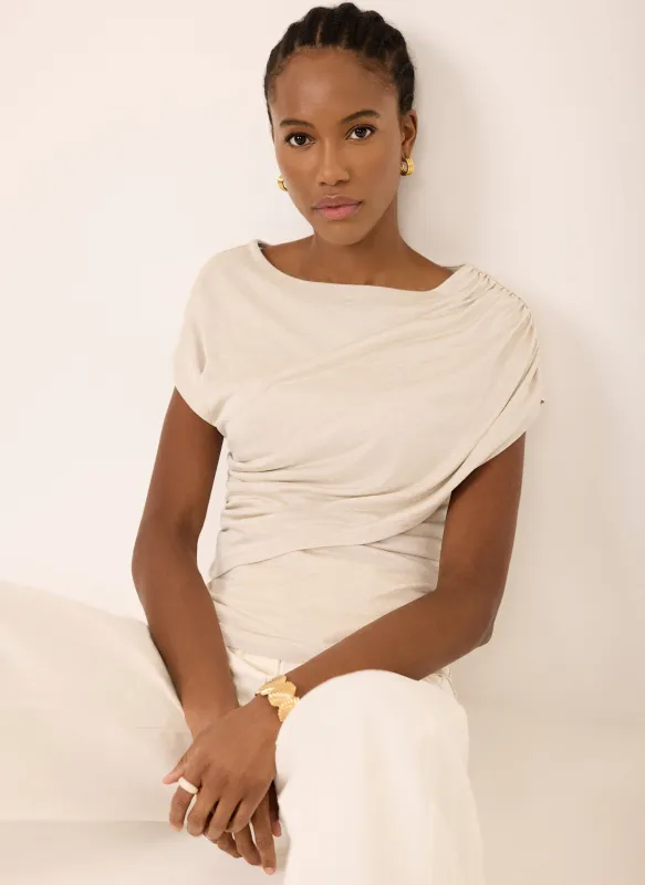 Neutral Drape Detail Top made by Mint Velvet