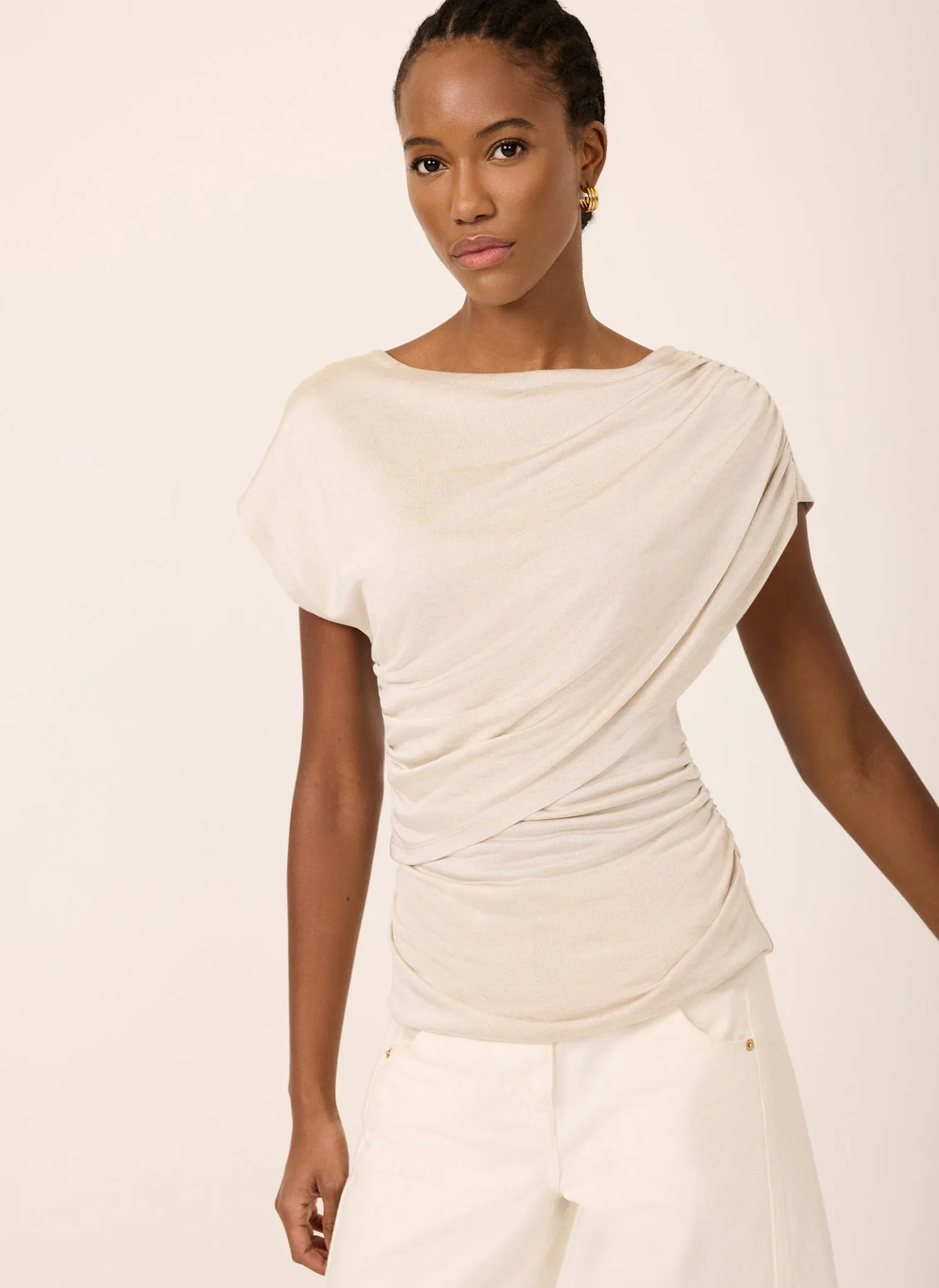Neutral Drape Detail Top sold by Mint Velvet product image thumbnail 2