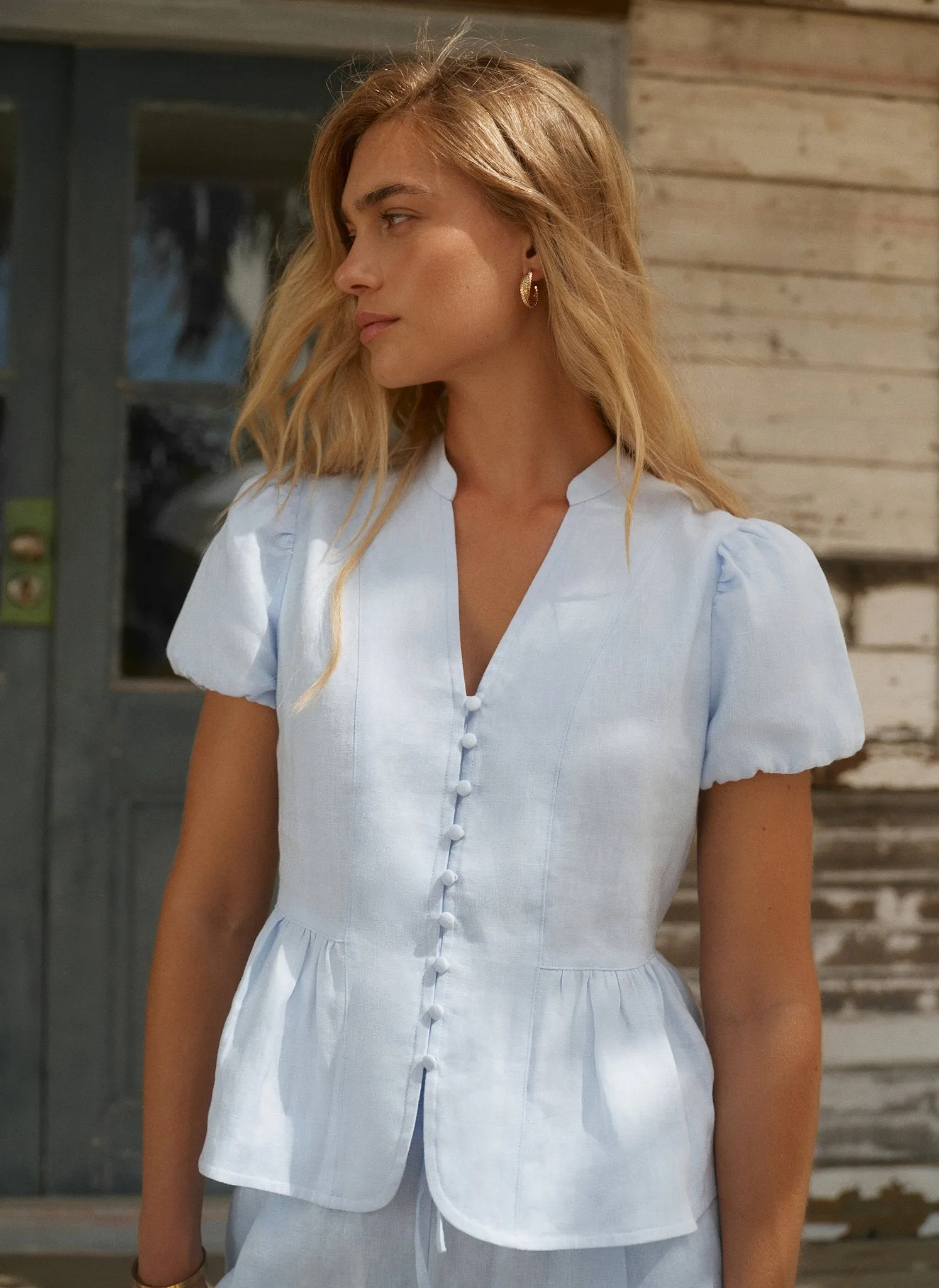 Blue Linen Peplum Top sold by Mint Velvet product image thumbnail 3