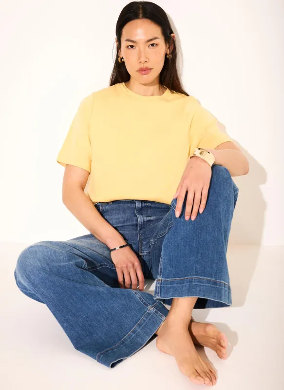 Yellow Cotton Ultimate T-Shirt made by Mint Velvet