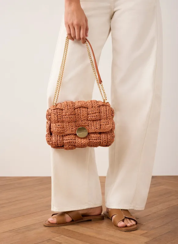 Pia Orange Woven Crossbody Bag made by Mint Velvet