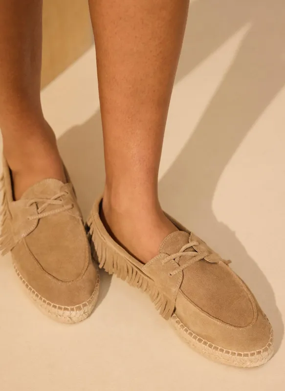 Shani Neutral Suede Espadrille Shoes made by Mint Velvet