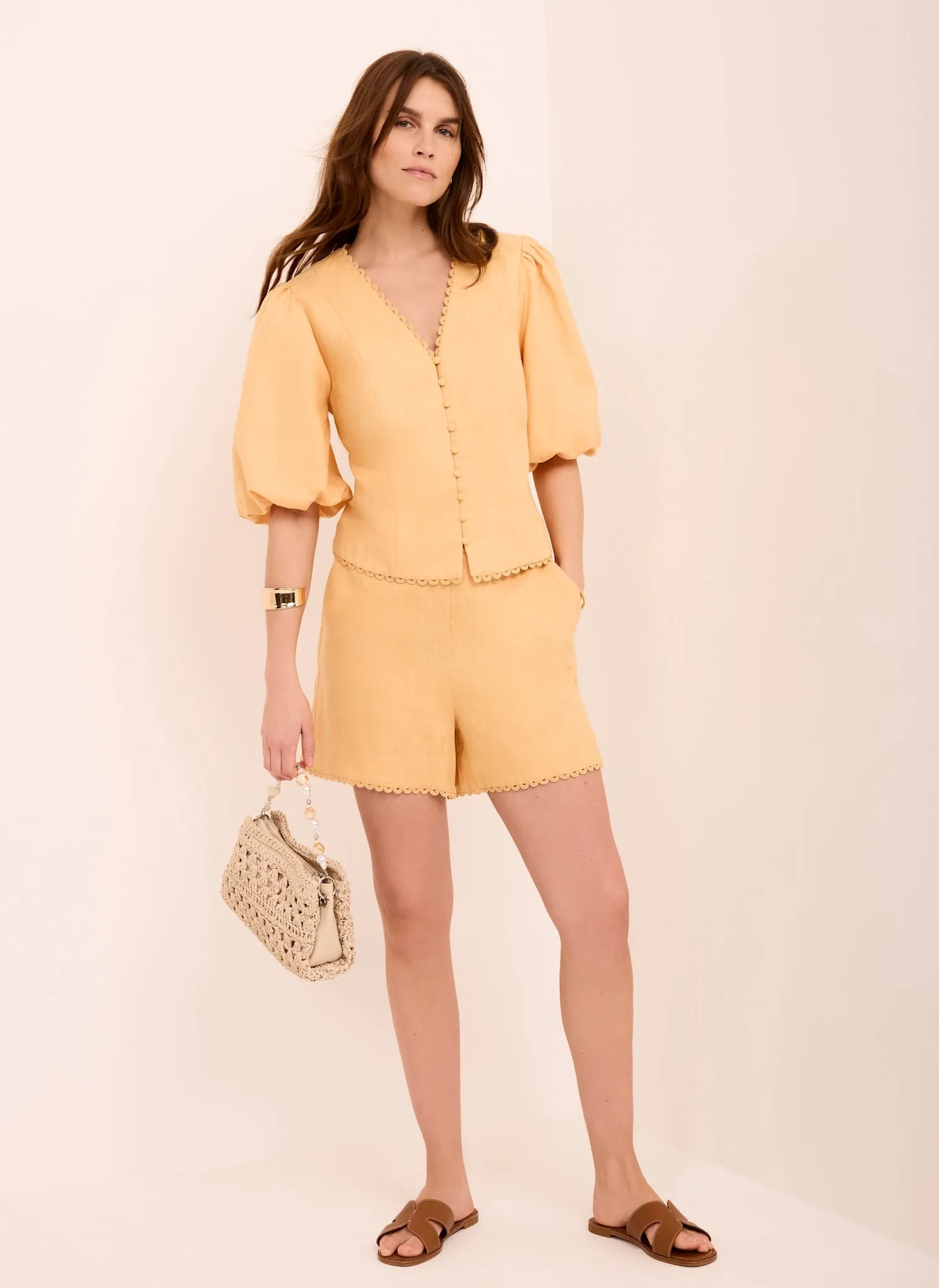Yellow Linen Puff Sleeve Top sold by Mint Velvet product image thumbnail 3