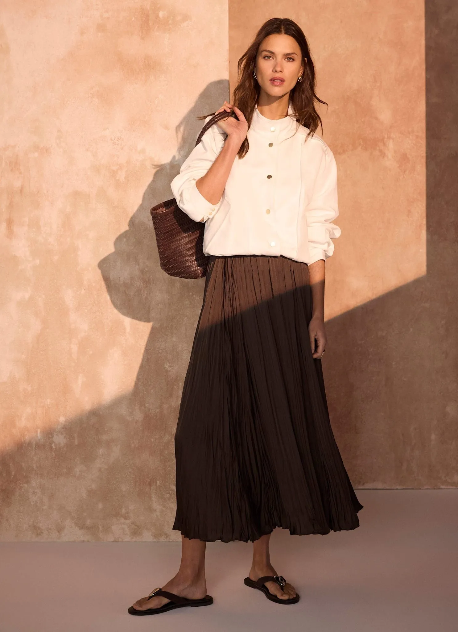 Brown Crinkle Maxi Skirt sold by Mint Velvet product image thumbnail 5