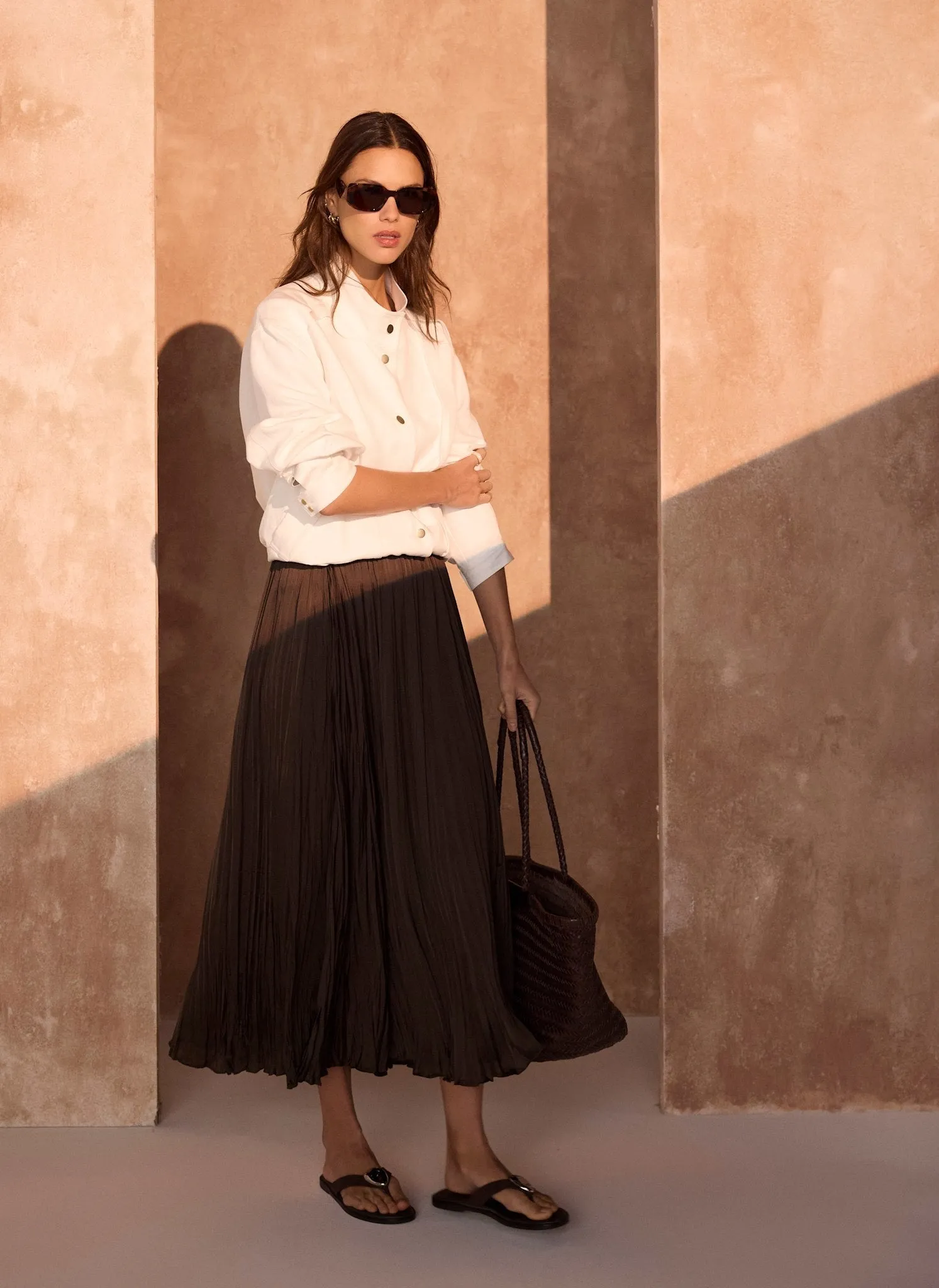 Brown Crinkle Maxi Skirt sold by Mint Velvet product image thumbnail 2