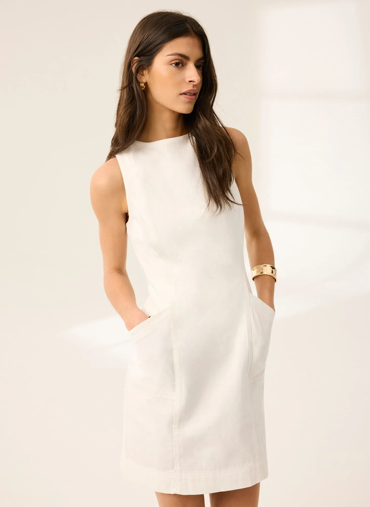 White Denim Mini Dress sold by Mint Velvet