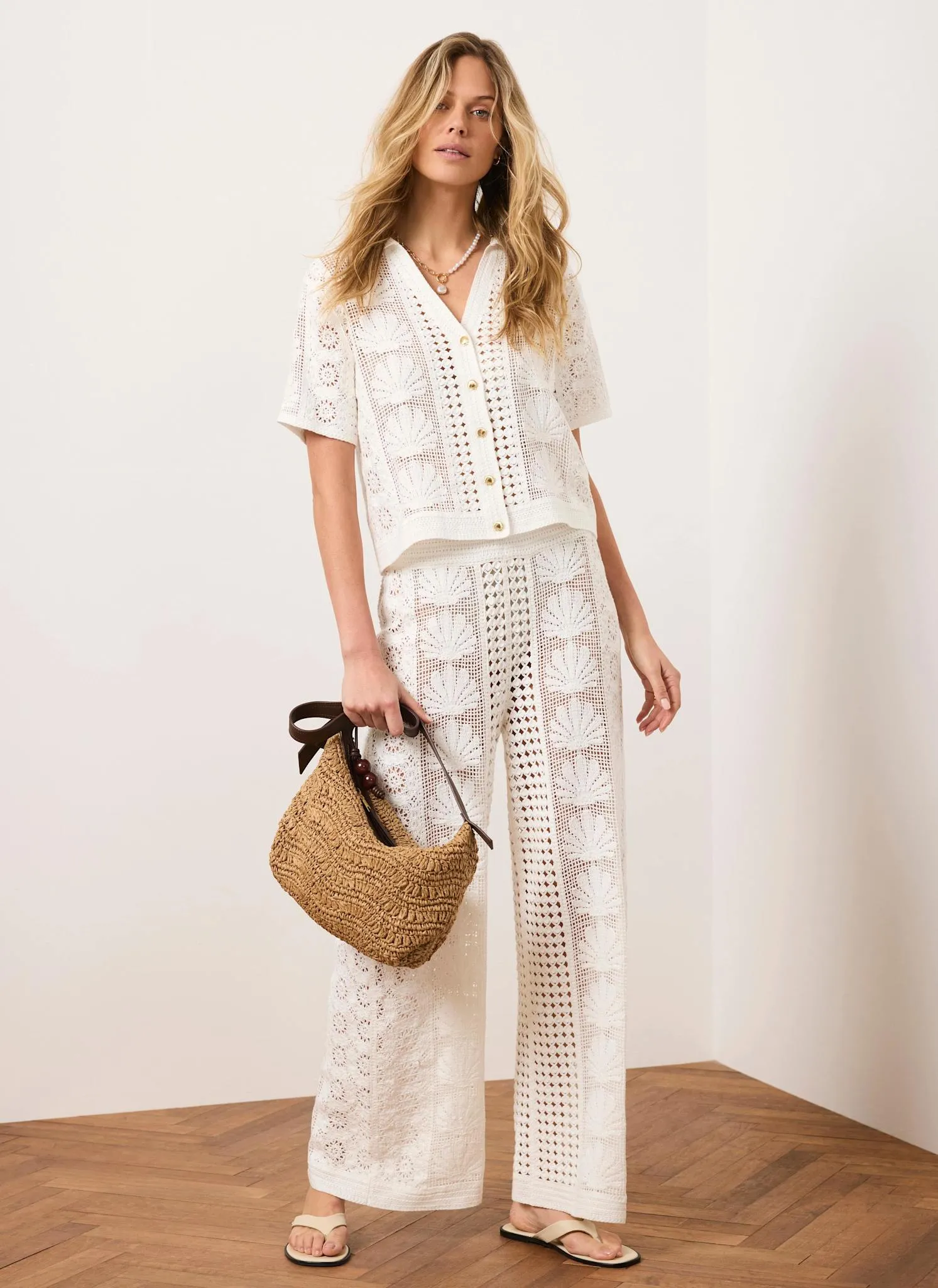 Cream Crochet Shell Shirt sold by Mint Velvet product image thumbnail 5