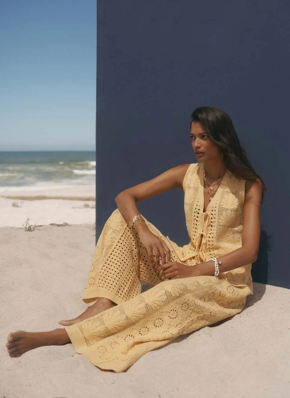 Yellow Crochet Shell Trousers sold by Mint Velvet product image thumbnail 4